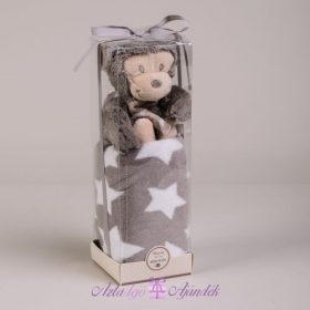 Naturtex Szürke baby pléd majommal