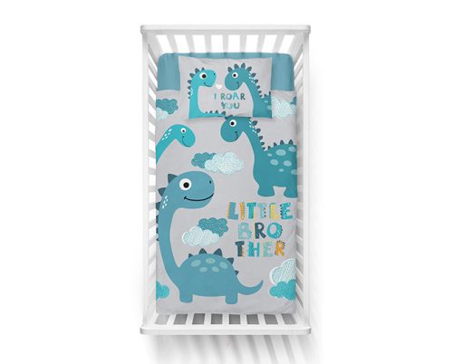 Kis testvér dínós bölcsis ovis ágyneműhuzat kék