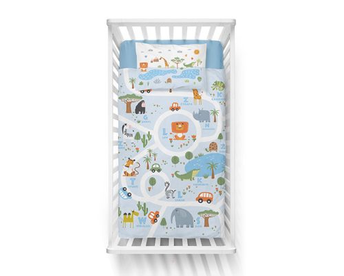 Állatkert bölcsis ovis ágyneműhuzat kék