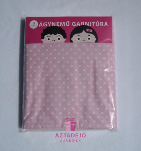 Aztadejó rózsaszín pöttyös 3 részes ágynemű garnitúra gyerekeknek 