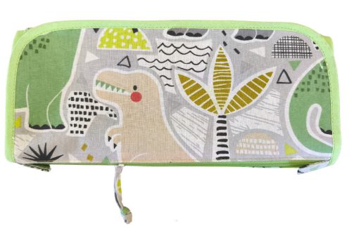 Aztadejó dinós világoszöld kéztörlő cipzáras zsebbel – 30×50 cm