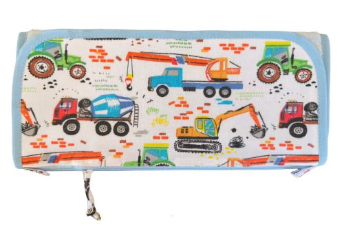 Aztadejó munkagépes világoskék kéztörlő cipzáras zsebbel – 30×50 cm