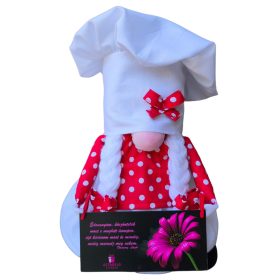   Aztadejó Handmade Anyák napi manó piros pöttyös kötényben