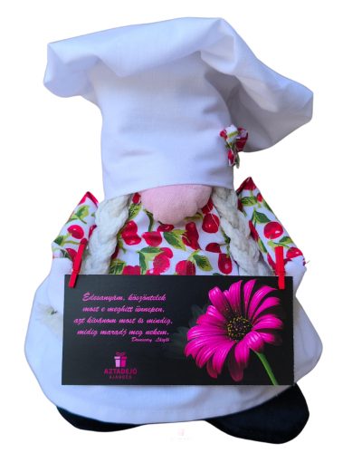 Aztadejó Handmade Anyák napi szakács lány manó meggyes kötényben