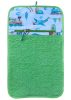 Aztadejó vonatos repülős világoszöld kéztörlő cipzáras zsebbel – 30×50 cm