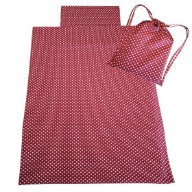   Aztadejó meggypiros fehér pöttyös ágynemű hátizsákba csomagolva 100x135 cm 30x40 cm