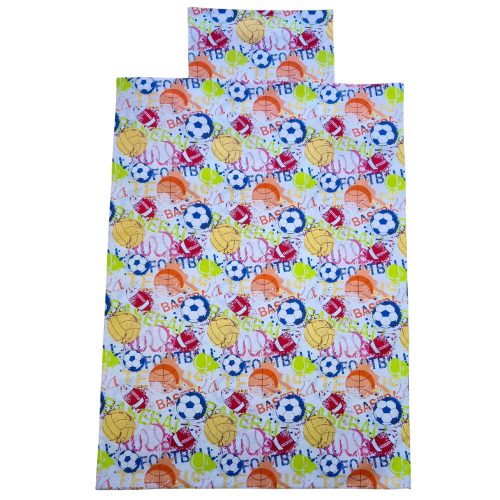 Aztadejó labdák bölcsis ovis ágyneműhuzat hátizsákba csomagolva 100x135 cm 40x50 cm