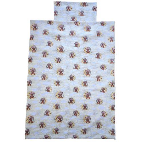 Aztadejó krepp macis bölcsis ovis ágyneműhuzat hátizsákba csomagolva 100x135 cm 40x50 cm