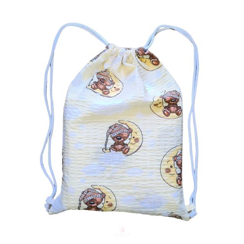 Aztadejó krepp macis bölcsis ovis ágyneműhuzat hátizsákba csomagolva 100x135 cm 40x50 cm