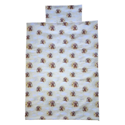 Aztadejó krepp macis bölcsis ovis ágyneműhuzat hátizsákba csomagolva 100x135 cm 40x50 cm