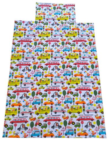 Aztadejó állatok járművekben bölcsis ovis ágyneműhuzat 100x135 cm 40x50 cm