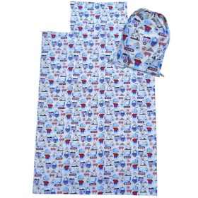   Aztadejó építkezés bölcsis ovis ágyneműhuzat hátizsákba csomagolva 100x135 cm 40x50 cm