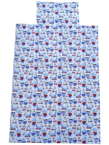 Aztadejó építkezés bölcsis ovis ágyneműhuzat hátizsákba csomagolva 100x135 cm 40x50 cm