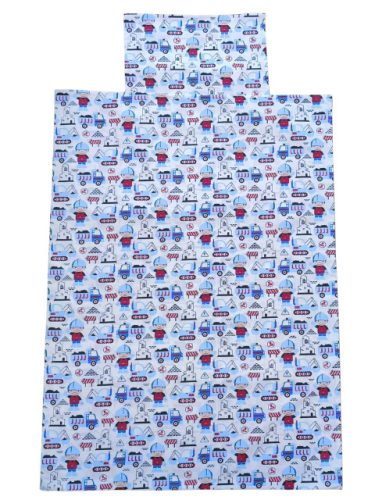 Aztadejó építkezés bölcsis ovis ágyneműhuzat hátizsákba csomagolva 100x135 cm 40x50 cm