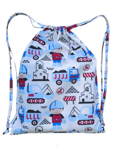 Aztadejó építkezés bölcsis ovis ágyneműhuzat hátizsákba csomagolva 100x135 cm 40x50 cm