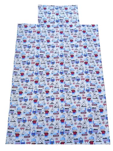 Aztadejó építkezés bölcsis ovis ágyneműhuzat hátizsákba csomagolva 100x135 cm 40x50 cm