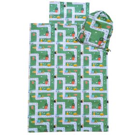   Aztadejó zöld utakkal bölcsis ovis ágyneműhuzat hátizsákba csomagolva 100x135 cm 40x50 cm