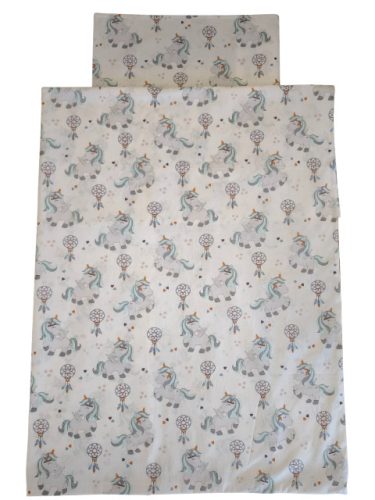 Aztadejó Unikornis menta bölcsis ovis ágyneműhuzat hátizsákba csomagolva 100x135 cm 40x60 cm