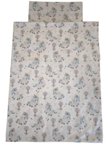 Aztadejó Unikornis menta bölcsis ovis ágyneműhuzat hátizsákba csomagolva 100x135 cm 40x60 cm