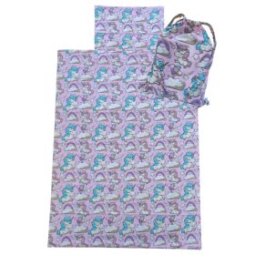   Aztadejó Unikornis bölcsis ovis ágyneműhuzat hátizsákba csomagolva 100x135 cm 40x60 cm