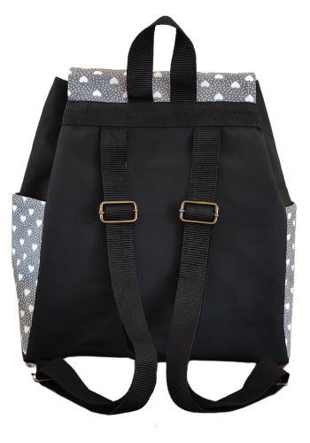 Aztadejó Handmade hátizsák fekete szürke szívecskés zsebbel