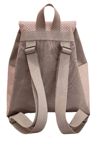 Aztadejó Handmade hátizsák barna fehér tűpettyes zsebbel