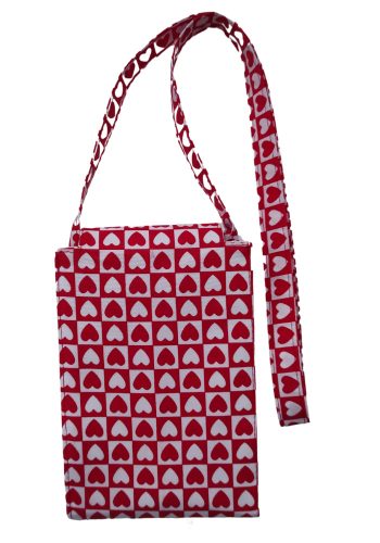 Aztadejó Handmade vászontáska piros fehér kockában szívek