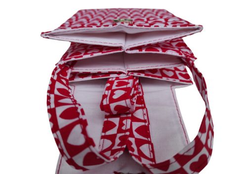 Aztadejó Handmade vászontáska piros fehér kockában szívek