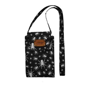 Aztadejó Handmade vászontáska fekete alapon fehér pókok