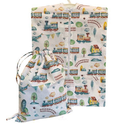 Aztadejó zöld vonatos oviszsák és tornazsák + ajándék