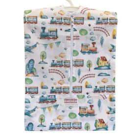 Aztadejó zöld vonatos oviszsák 40x56 cm