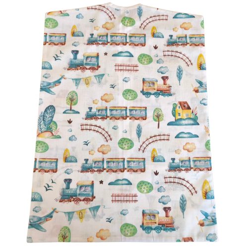 Aztadejó zöld vonatos oviszsák 40x56 cm