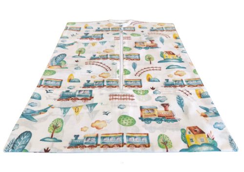 Aztadejó zöld vonatos oviszsák 40x56 cm