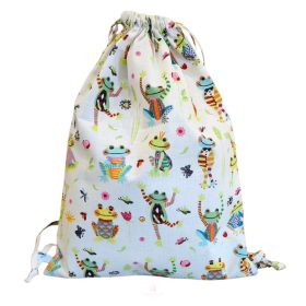 Aztadejó bohóc békák tornazsák fehér alapon 30x40 cm