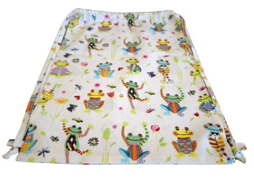 Aztadejó bohóc békák tornazsák fehér alapon 30x40 cm