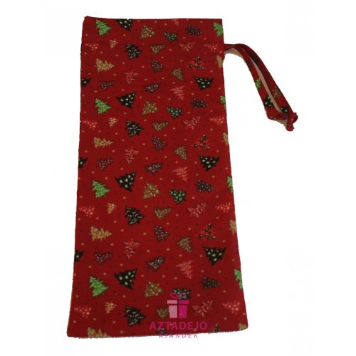 Boros textil ajándékzsák karácsonyi 38x15 cm piros