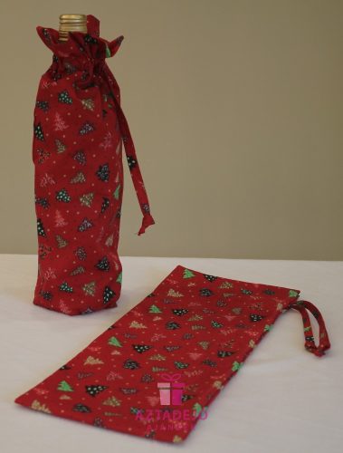 Boros textil ajándékzsák karácsonyi 38x15 cm piros
