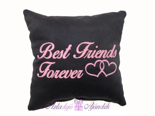 Best Friends Forever vászon csuklópárna 15x15 cm fekete