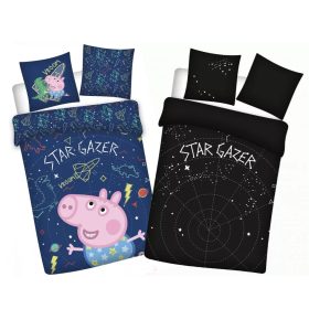   Peppa malac Star-gazer Sötétben világító gyerek, ovis ágyneműhuzat 100x135cm, 40x60cm