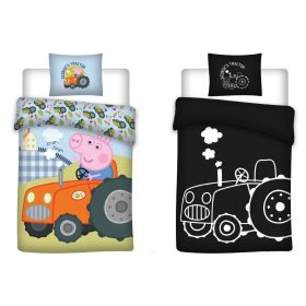   Peppa malac George's Tractor sötétben világító gyerek, ovis ágyneműhuzat 100x135cm, 40x60cm