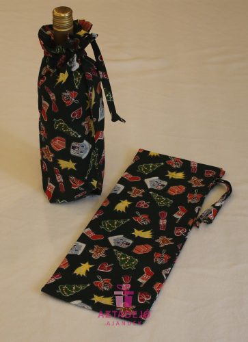 Boros textil ajándékzsák karácsonyi 38x15 cm zöld