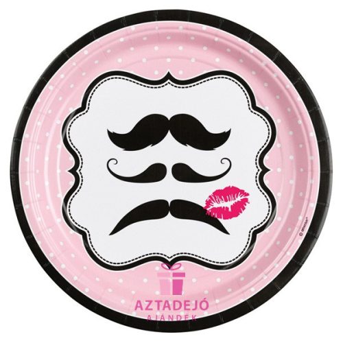 Mustache, Bajusz Papírtányér 8 db-os 22,9 cm