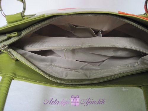 Divattáska női rostbőr krém-zöld-narancs