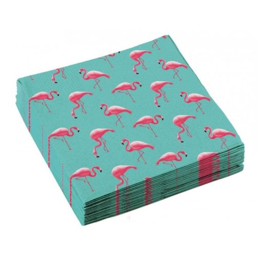 Flamingó szalvéta zöld alap 20 db-os 33x33 cm