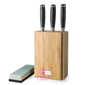   G21 Damascus késszett (3 db) bambusztartóval + ajándék csiszoló kővel