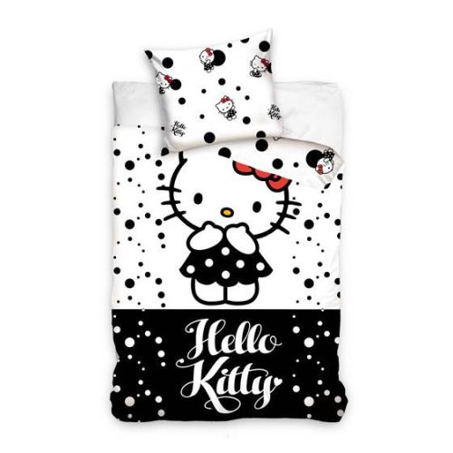 Hello Kitty ágyneműhuzat fekete-fehér 140x200 70x90 cm