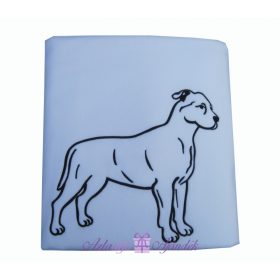 Hímzett kutyás polár takaró fehér fekete hímzéssel