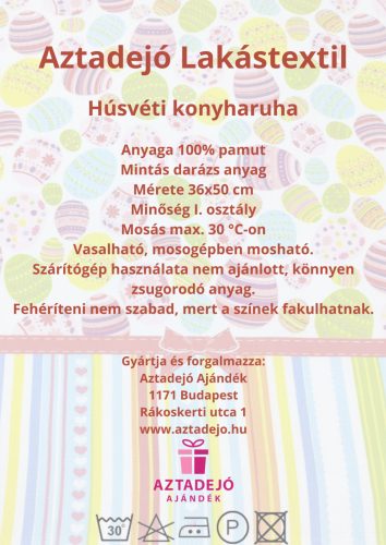 Húsvéti konyharuha, kéztörlő 36x50 cm