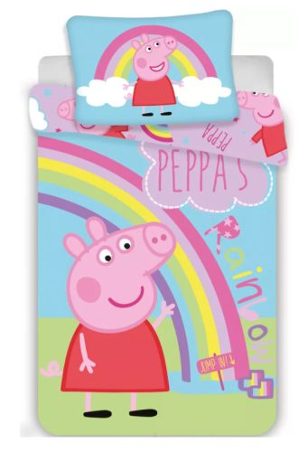 Peppa malac Rainbow gyerek, ovis ágyneműhuzat 100×135cm, 40×60 cm