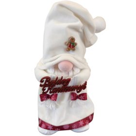   Aztadejó Karácsonyi Manó 30 cm fehér ruhában piros felirattal, Mézikével